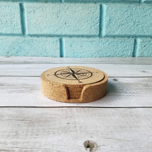 Cork Coaster Set with Coaster Holder