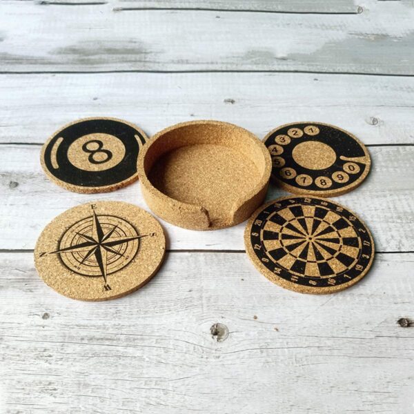 Cork Coaster Set with Coaster Holder