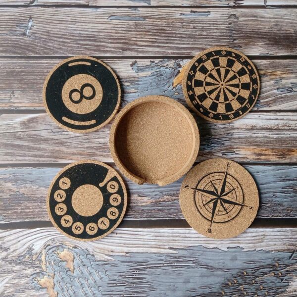 Cork Coaster Set with Coaster Holder