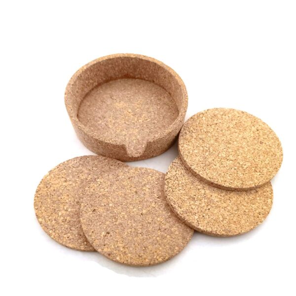 Cork Coaster Set with Coaster Holder - Set of 4 - Plain