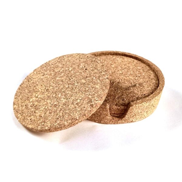 Cork Coaster Set with Coaster Holder - Set of 4 - Plain