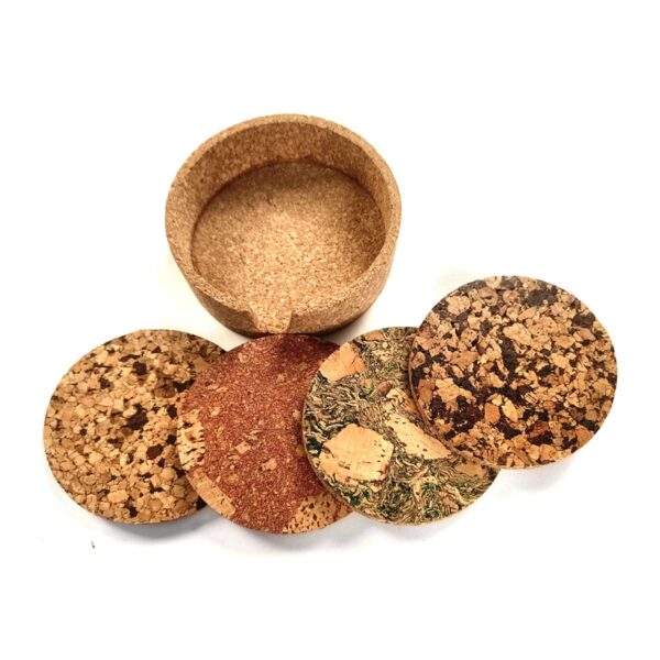 Cork Coaster Set with Coaster Holder - Set of 6 - Texture