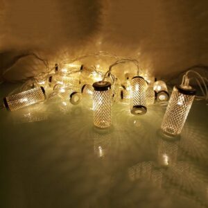 Decoration Lights for Home - 16 Golden Metal Cylinder LED Lights