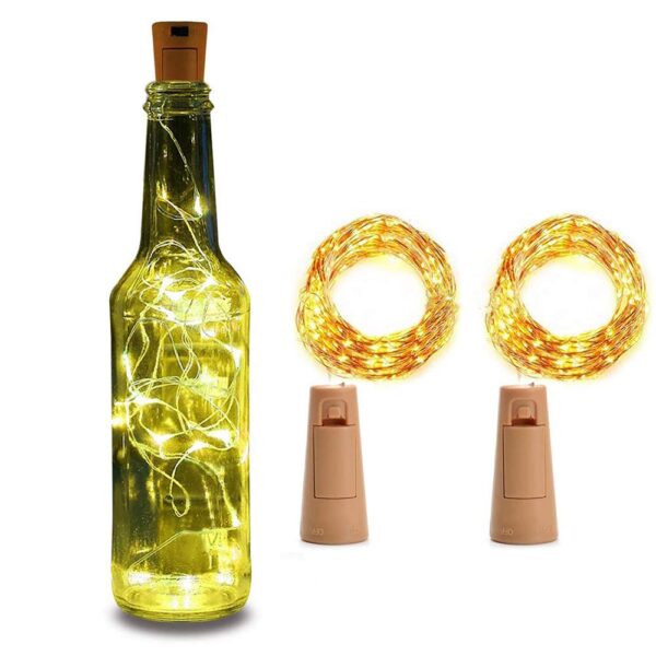 Decorative Fairy Light Wine Bottle Cork LED Lights - Pack of 2 - Warm White