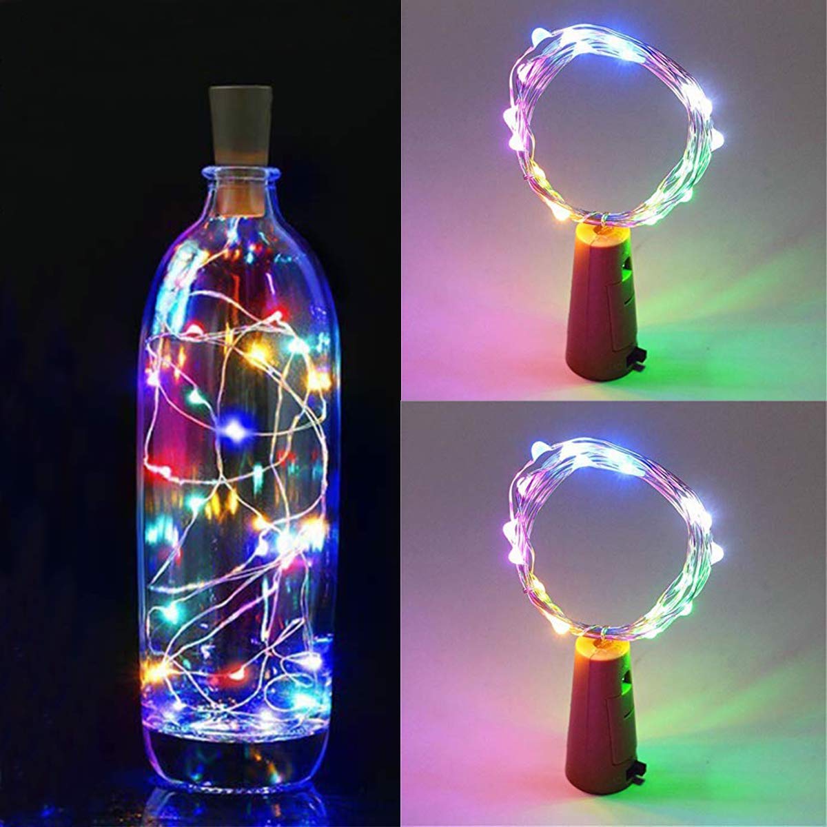 6/15/30 PCS LED Warm Cold Wine Bottle Cork Shape Night Fairy Lamp String Lights 