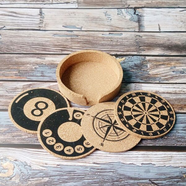 cork coaster set printed 4