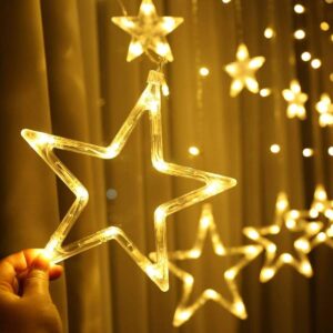Decorative Star Curtain LED Lights - 10 Star 128 LED 8 Flashing Modes