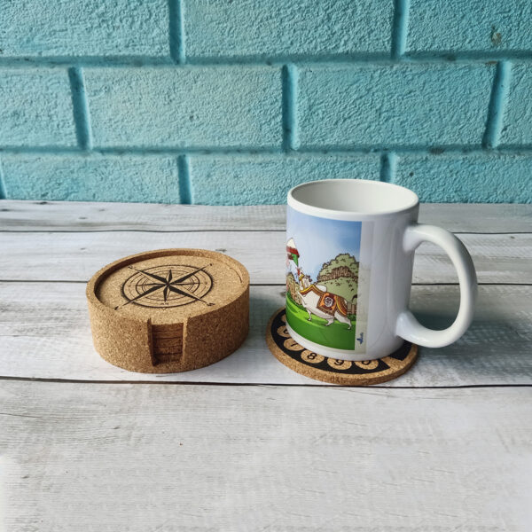 Cork Coaster Set with Coaster Holder - Set of 6 - Printed