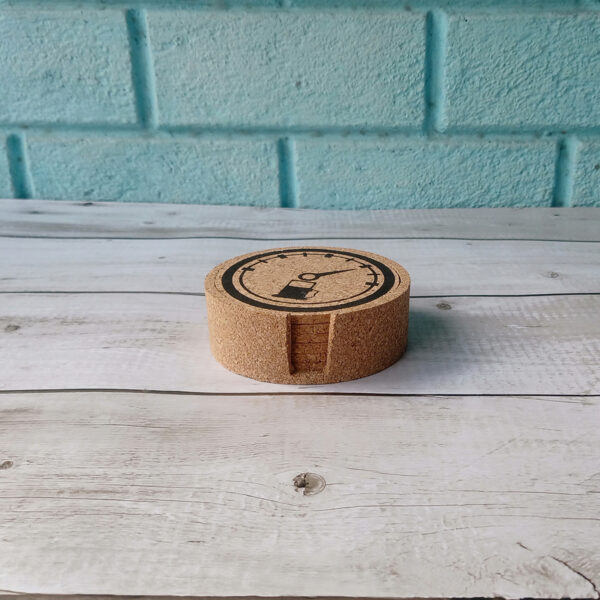 Cork Coaster Set with Coaster Holder - Set of 6 - Printed