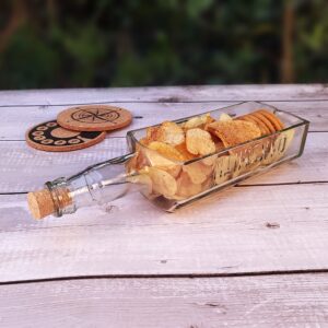 Wine Bottle Glass Serving Platter Rectangular Diamond Transparent