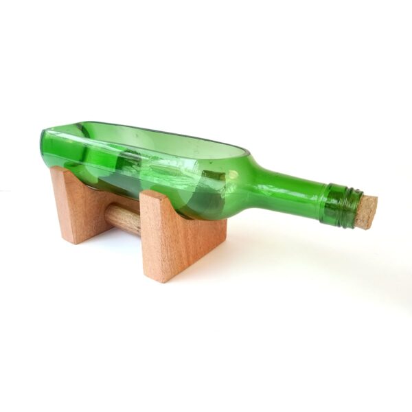 Recycled Wine Bottle Glass Serving Platter Wood Stand